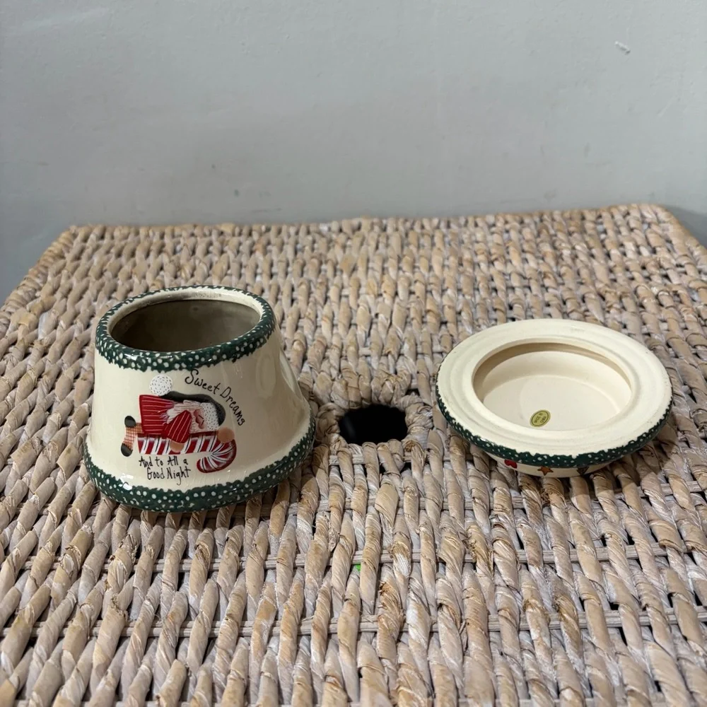 Crazy‎ Mountain Ceramic Candle Lamp Sweet Dreams Santa Sleeping NEW Christmas